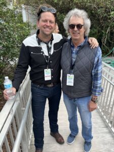 Songwriter Abe Partridge and I-65 to 30A podcast host, Paul Stanley during the 30A Songwriters Festival.
